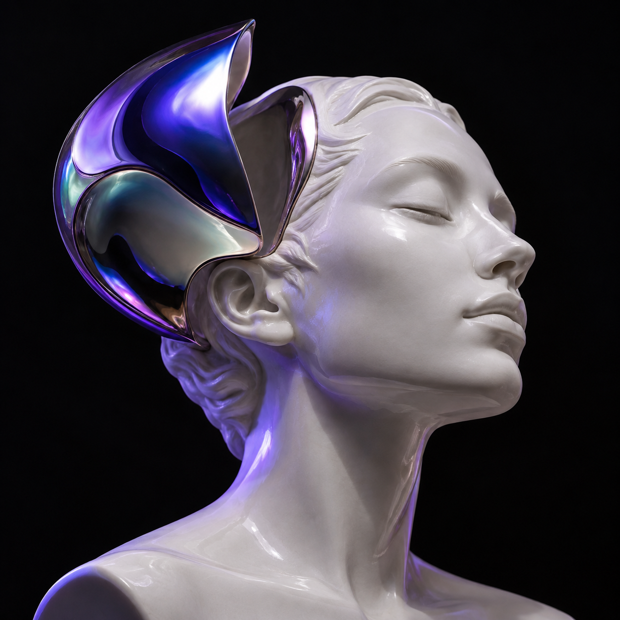 Technology Change Readiness Assessment represented by a chrome and white ceramic sculpture